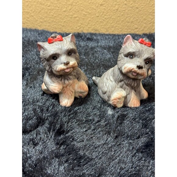 Vintage Homco Yorkshire Terrier Figurines Set Of 2 Ceramic  #1475 - Picture 1 of 7